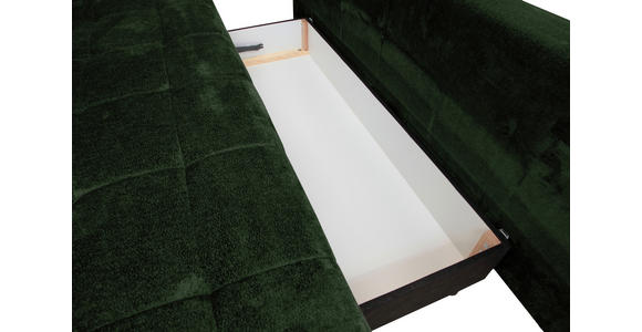 SCHLAFSOFA  mit Liegefunktion, Schlafen auf Sitzhöhe, Rücken echt Chenille Dunkelgrün  - Dunkelgrün/Schwarz, KONVENTIONELL, Textil/Metall (203/94/96cm) - Carryhome