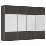 SCHWEBETÜRENSCHRANK  in Graphitfarben, Weiß  - Chromfarben/Graphitfarben, KONVENTIONELL, Glas/Holzwerkstoff (316/223/68cm) - Novel