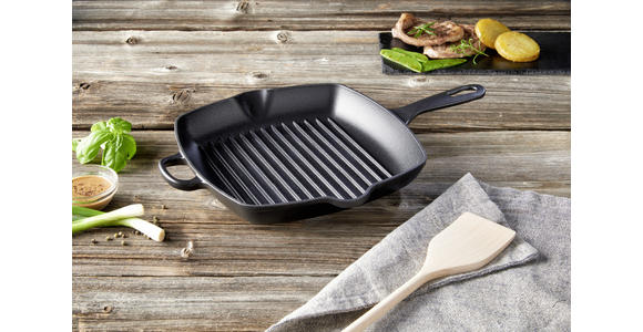 GRILLPFANNE Beef & More Emaille - Schwarz, KONVENTIONELL, Metall (26/26cm) - Homeware Profession.