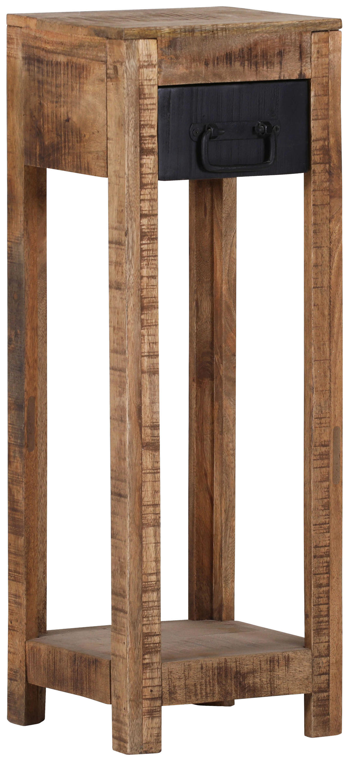 BEISTELLTISCH 27,5/27,5/80 cm Mangoholz massiv Braun, Schwarz quadratisch  - Schwarz/Braun, LIFESTYLE, Holz (27,5/27,5/80cm) - Landscape