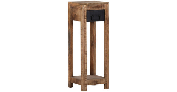 BEISTELLTISCH 27,5/27,5/80 cm Mangoholz massiv Braun, Schwarz quadratisch  - Schwarz/Braun, LIFESTYLE, Holz (27,5/27,5/80cm) - Landscape