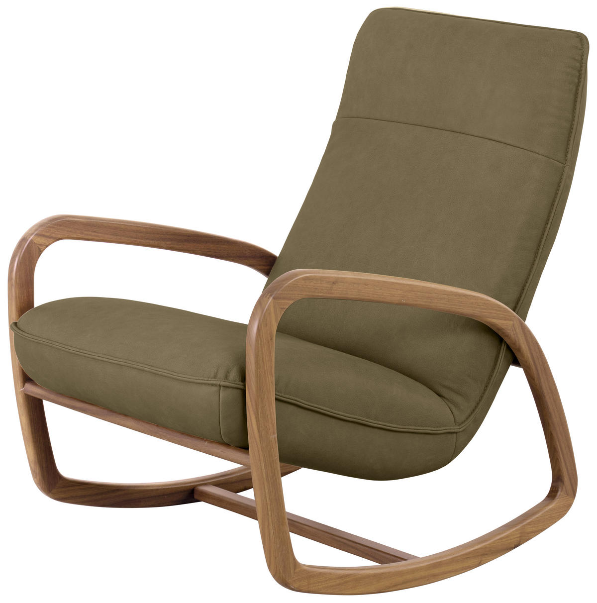 RELAXSESSEL Echtleder    - Dunkelgrün/Beige, KONVENTIONELL, Leder/Holz (70/88-95/95cm) - Koinor