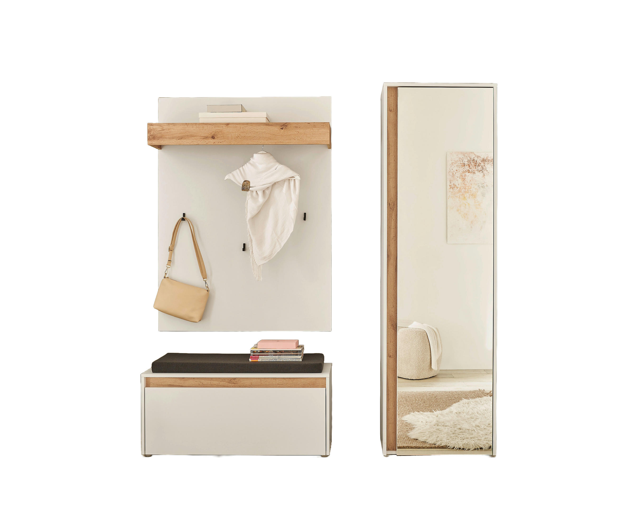 GARDEROBE 4-teilig  in 170/200/40 cm  - Eiche Wotan/Weiß, Design, Holzwerkstoff/Textil (170/200/40cm) - Modante