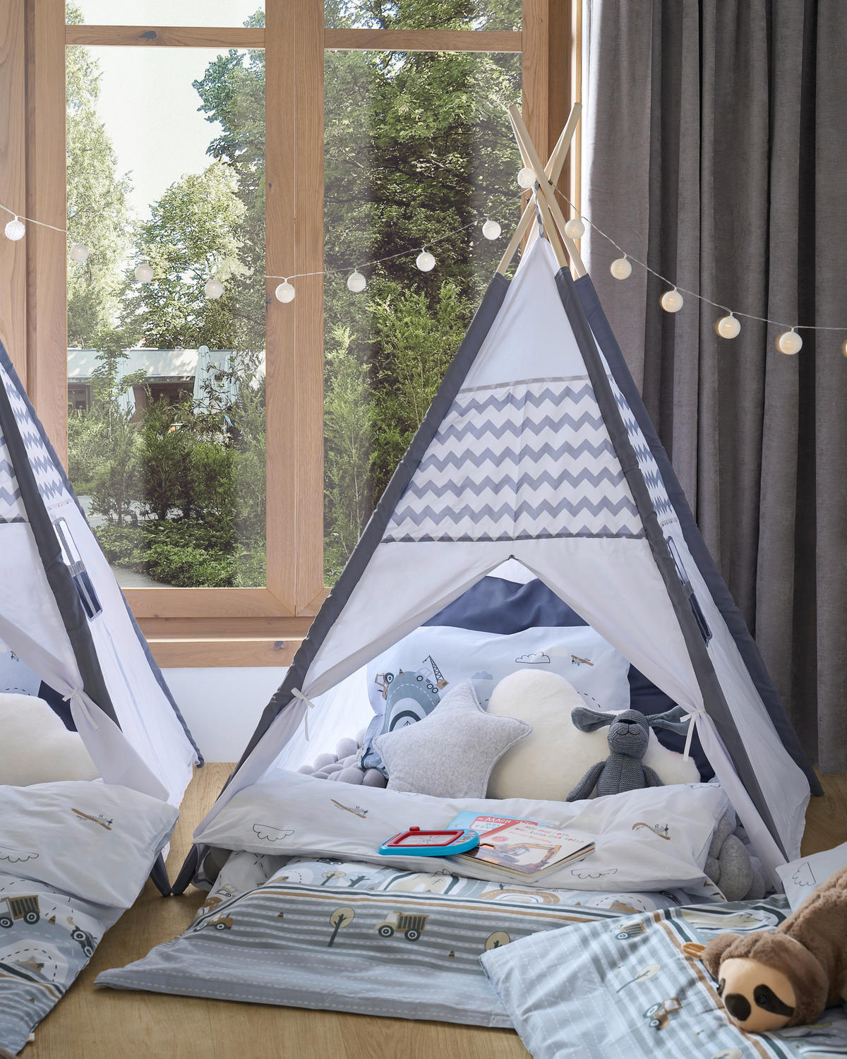 SPIELZELT - Hellgrau/Weiß, Basics, Holz/Textil (120/150/120cm) - My Baby Lou