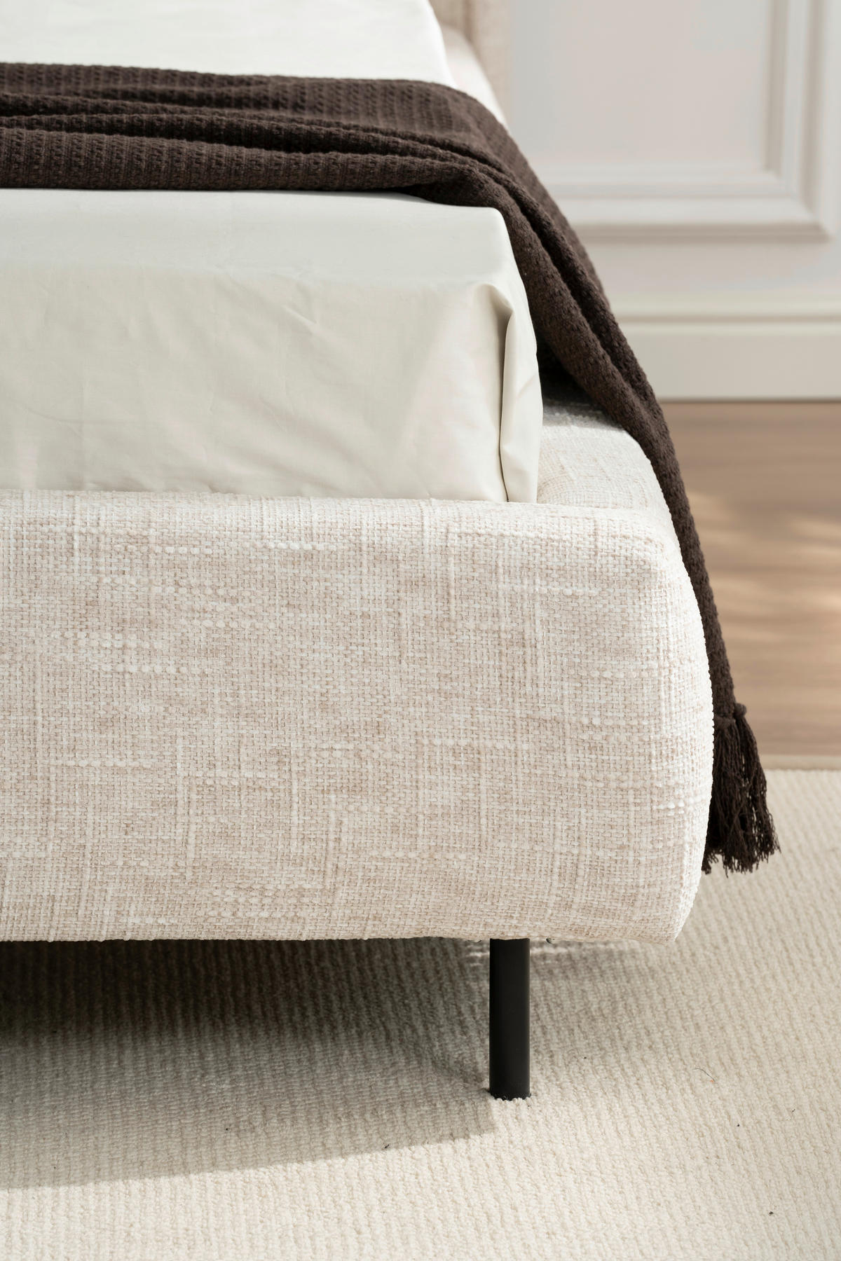 POLSTERBETT gepolstertes Kopfteil, Lattenrost 140/200 cm  in Beige  - Eichefarben/Beige, Design, Holz/Textil (140/200cm) - Boxxx