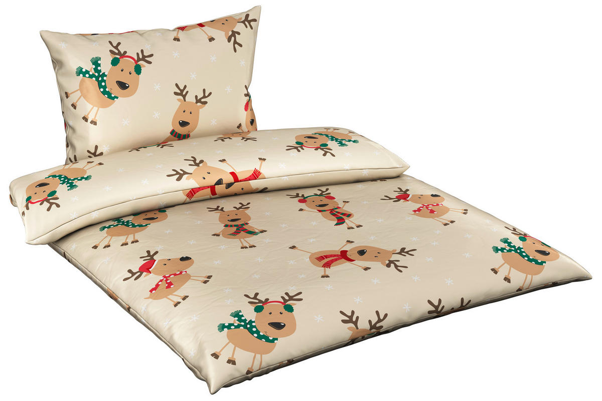 ÁGYNEMŰHUZAT-GARNITÚRA 140/200 cm  - bézs/piros, Konventionell, textil (140/200cm) - Esposa