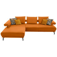 ECKSOFA in Echtleder Orange  224/305 cm  - Schwarz/Orange, Design, Leder/Metall (224/305cm) - Dieter Knoll