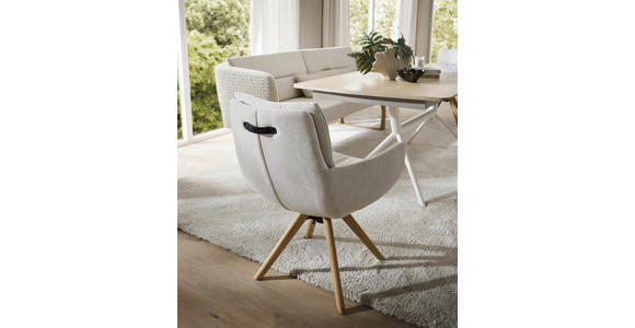 ARMLEHNSTUHL  Sitzfläche 360° drehbar Flachgewebe  Beige  - Eichefarben/Beige, Design, Holz/Textil (62/90/68cm) - Valnatura
