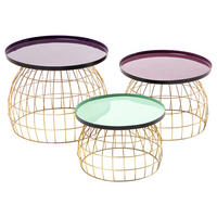 SADA STOLKŮ, purpurová, světle zelená, švestková - světle zelená/purpurová, Design, kov - MID.YOU