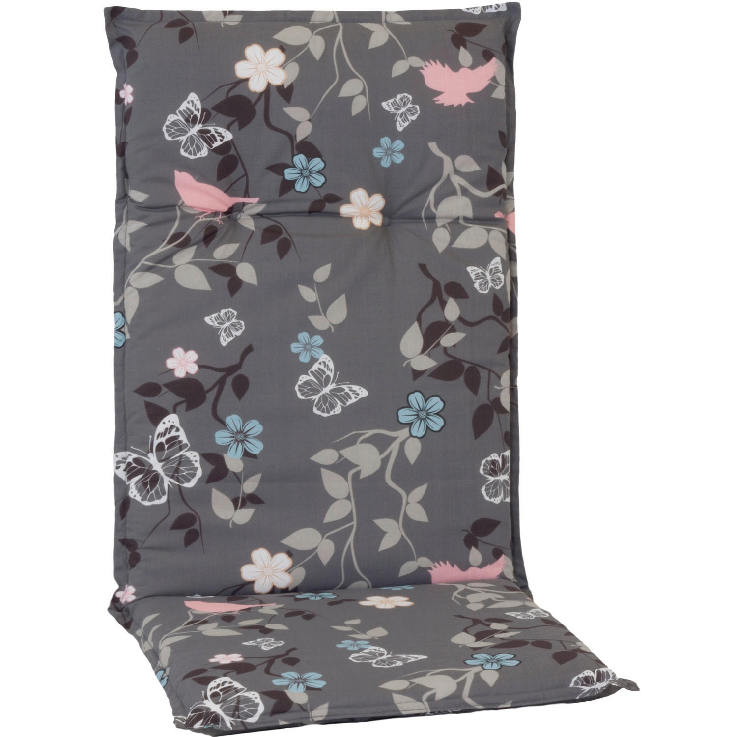 SESSELAUFLAGENSET Vogel  - Rosa/Grau, Basics, Textil (118/50/6cm) - Gardenson