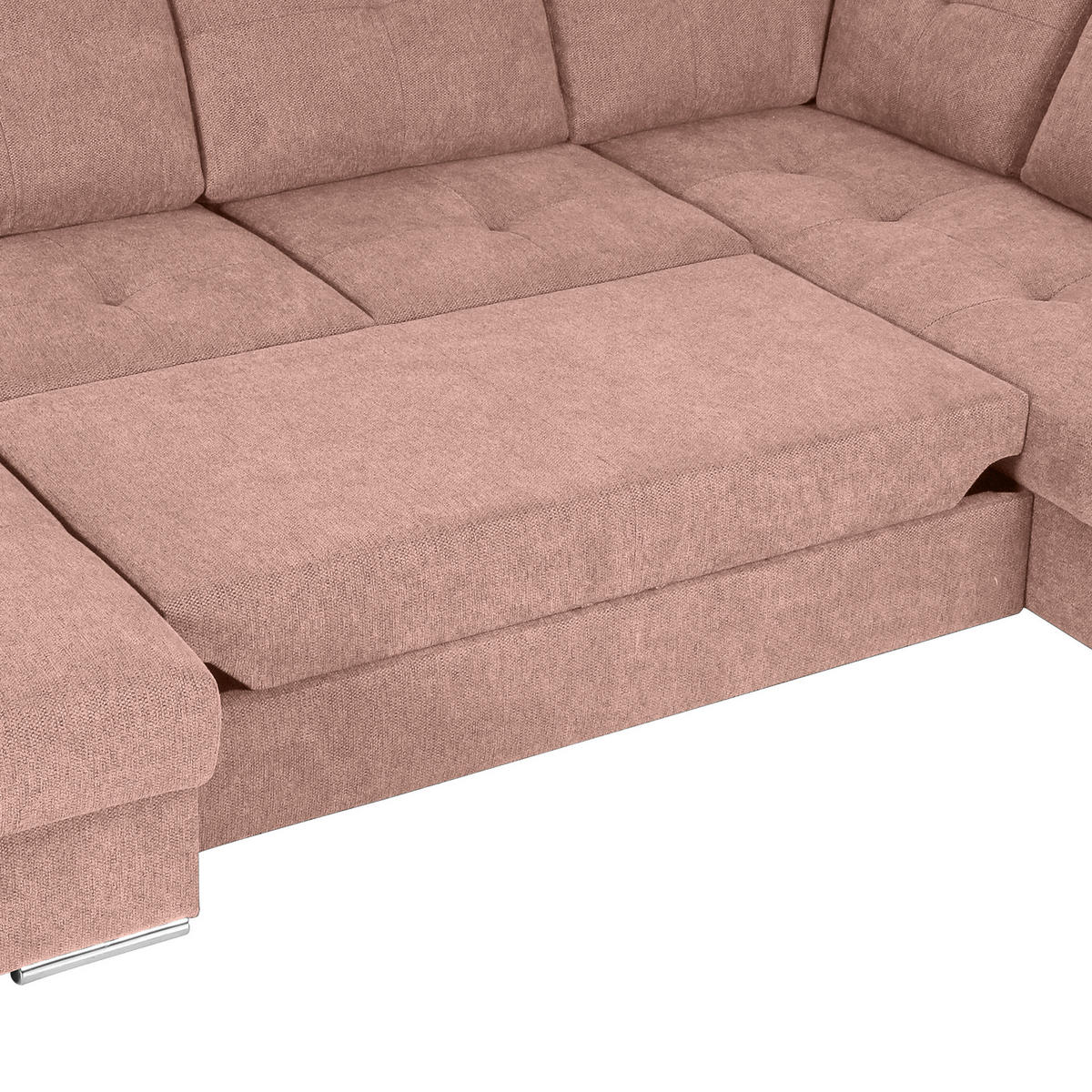 WOHNLANDSCHAFT in Flachgewebe Altrosa  - Chromfarben/Altrosa, Konventionell, Kunststoff/Textil (180/338/217cm) - Hom`in