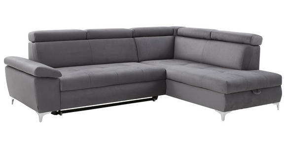 ECKSOFA Dunkelgrau Mikrofaser - Dunkelgrau, KONVENTIONELL, Textil/Metall (271/206cm) - Carryhome