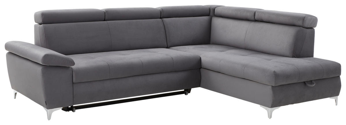 SEDEŽNA GARNITURA, mikrovlakna temno siva  - temno siva, Konvencionalno, kovina/tekstil (271/206cm) - Carryhome