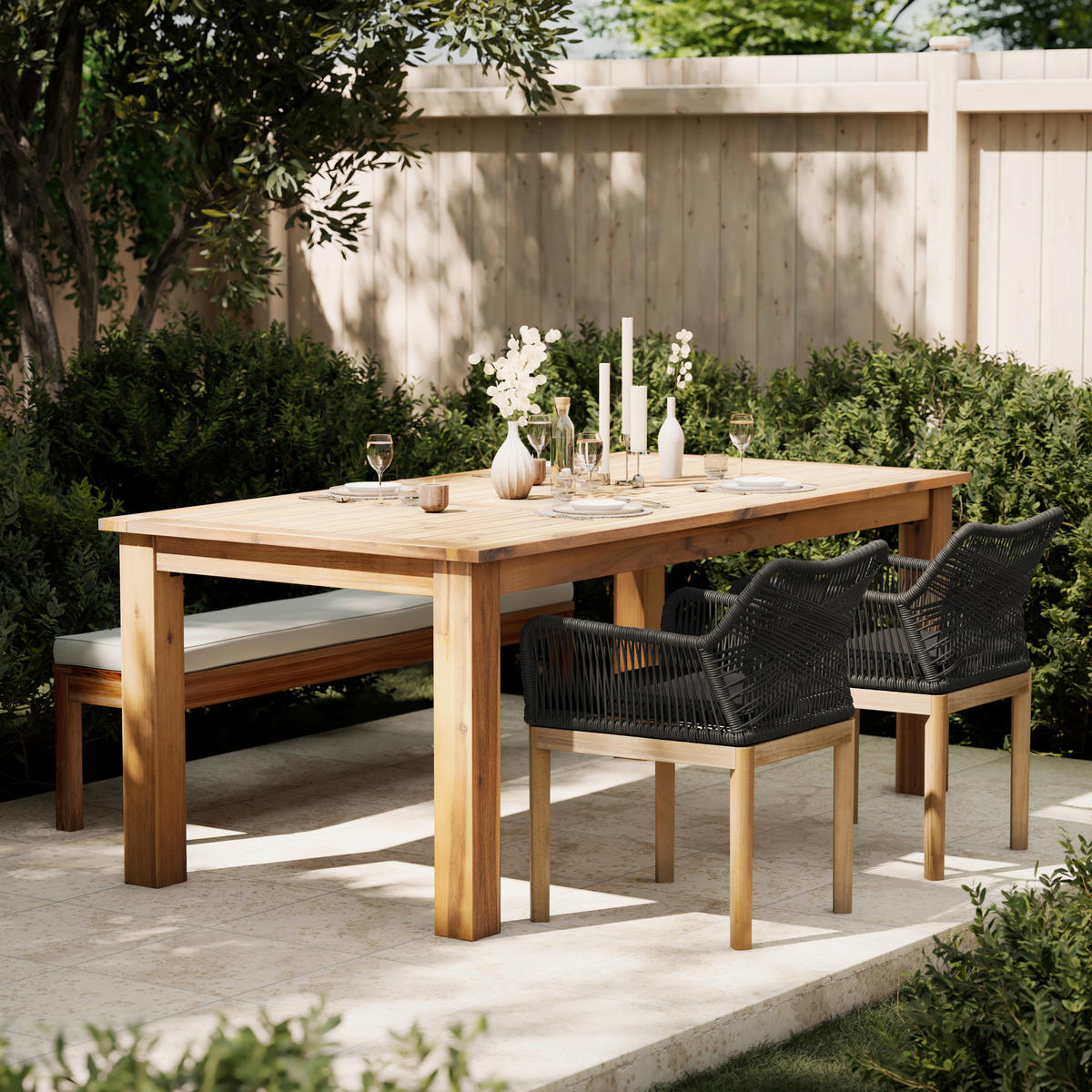FOTOLIU PENTRU GRĂDINĂ in lemn, metal, plastic, textil gri deschis, culoare lemn tec  - gri deschis/culoare lemn tec, Modern, plastic/lemn (58/64/81cm) - Ambia Garden