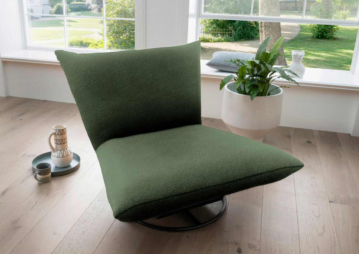 RELAXSESSEL Lesesessel Bouclé    - Dunkelgrün/Schwarz, Design, Textil/Metall (100/78/96cm) - Livetastic