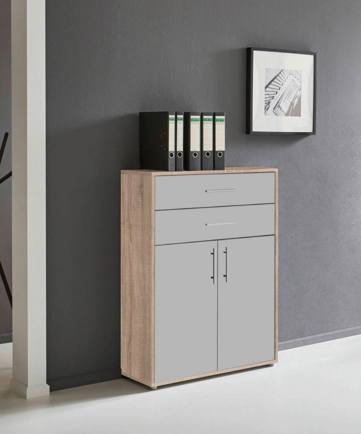 AKTENSCHRANK 84,4/113,6/33 cm  - Hellgrau/Sonoma Eiche, LIFESTYLE, Holzwerkstoff (84,4/113,6/33cm) - MID.YOU