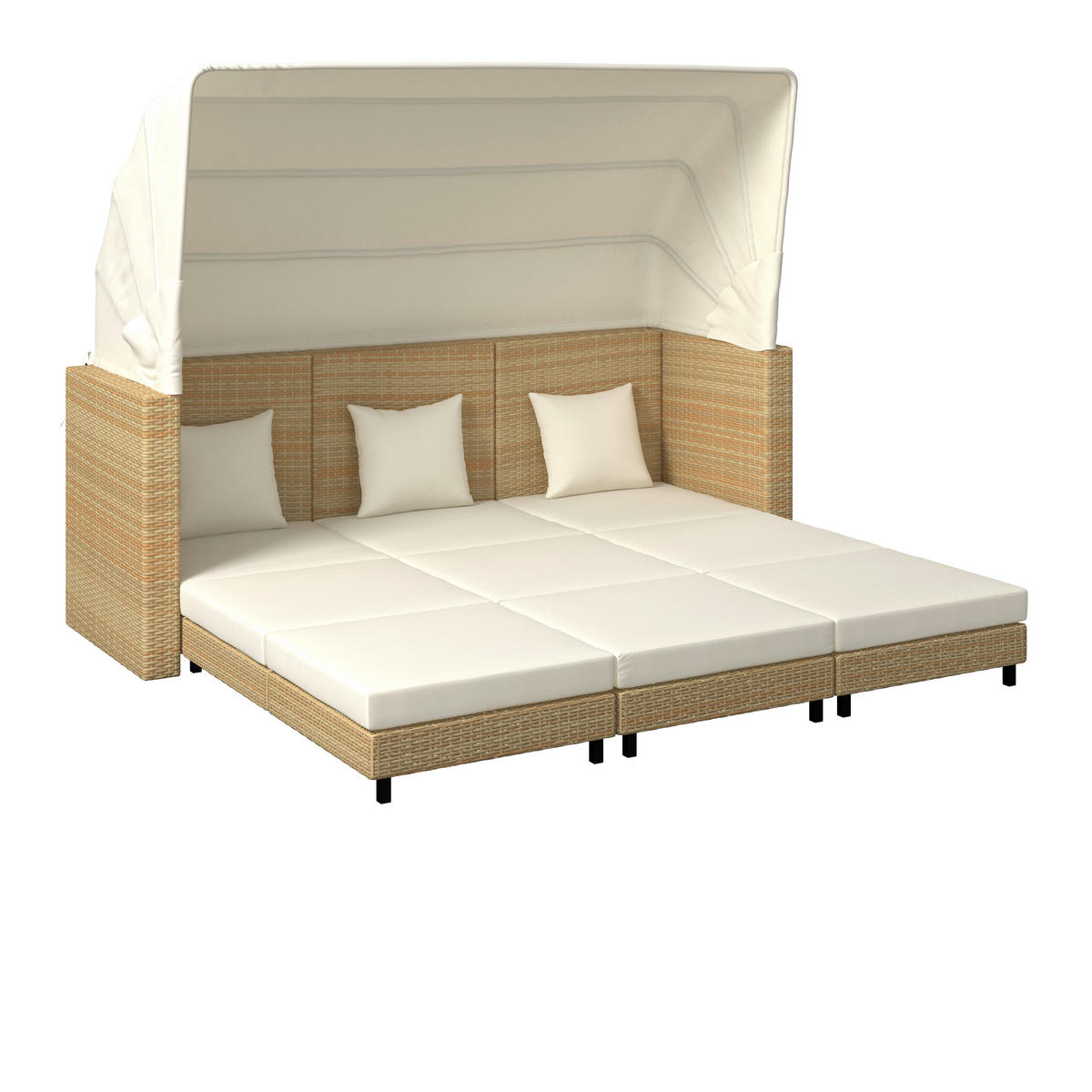 LOUNGEGARNITUR   200/159/75 cm Eisen  - Beige/Creme, MODERN, Kunststoff/Textil (200/159/75cm) - Ambia Garden