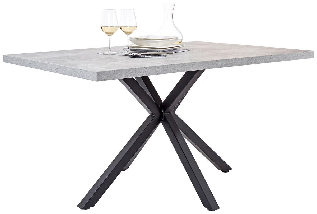 ESSTISCH rechteckig Grau, Schwarz  - Schwarz/Grau, MODERN, Holzwerkstoff/Metall (140/90/76cm) - MID.YOU