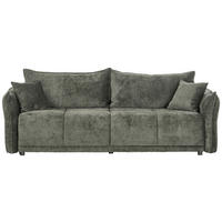 BOXSPRINGSOFA  mit Stoffauswahl, Liegefunktion, Schlafen auf Sitzhöhe, Rücken echt Chenille Dunkelgrün  - Dunkelgrün/Schwarz, MODERN, Kunststoff/Textil (235/95/108cm) - Hom`in