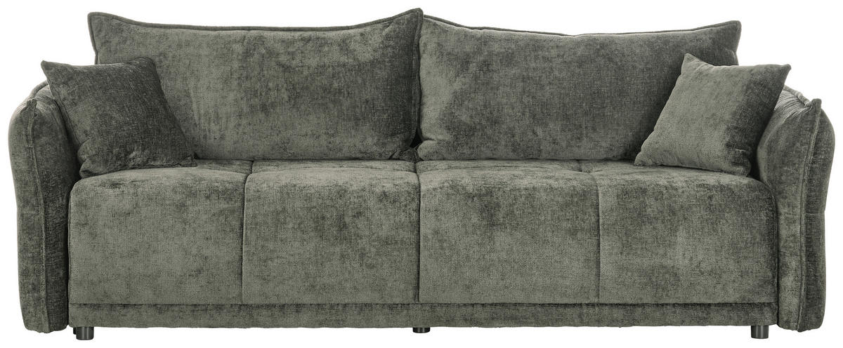 BOXSPRINGSOFA  mit Stoffauswahl, Liegefunktion, Schlafen auf Sitzhöhe, Rücken echt Chenille Dunkelgrün  - Dunkelgrün/Schwarz, MODERN, Kunststoff/Textil (235/95/108cm) - Hom`in