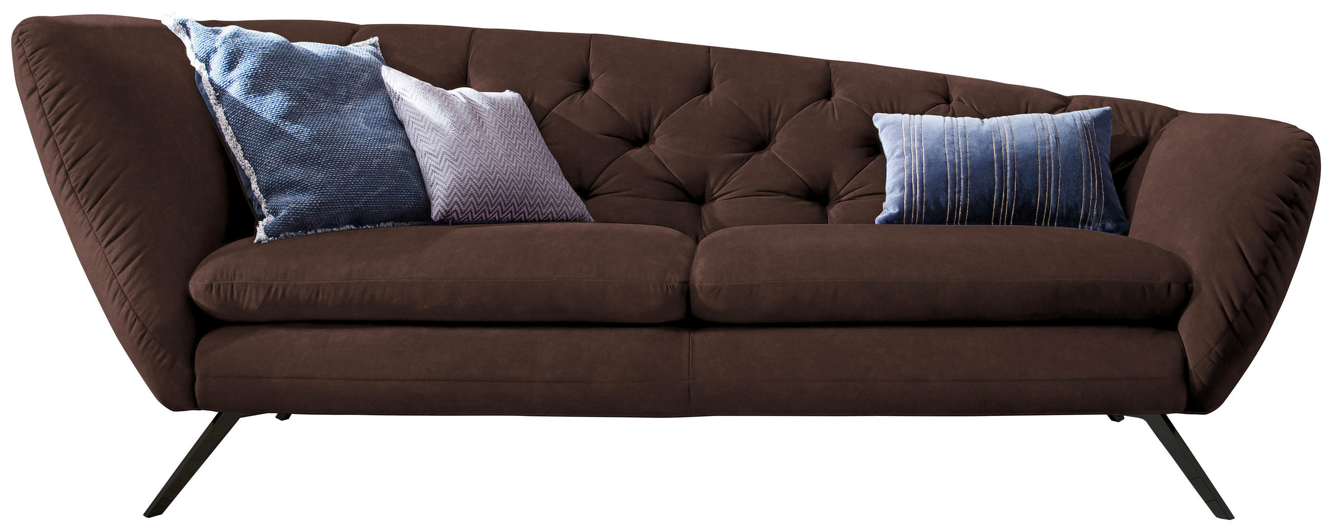 CHESTERFIELD-SOFA  in Mikrofaser Braun  - Schwarz/Braun, Design, Textil/Metall (223/84/90cm) - Pure Home Lifestyle