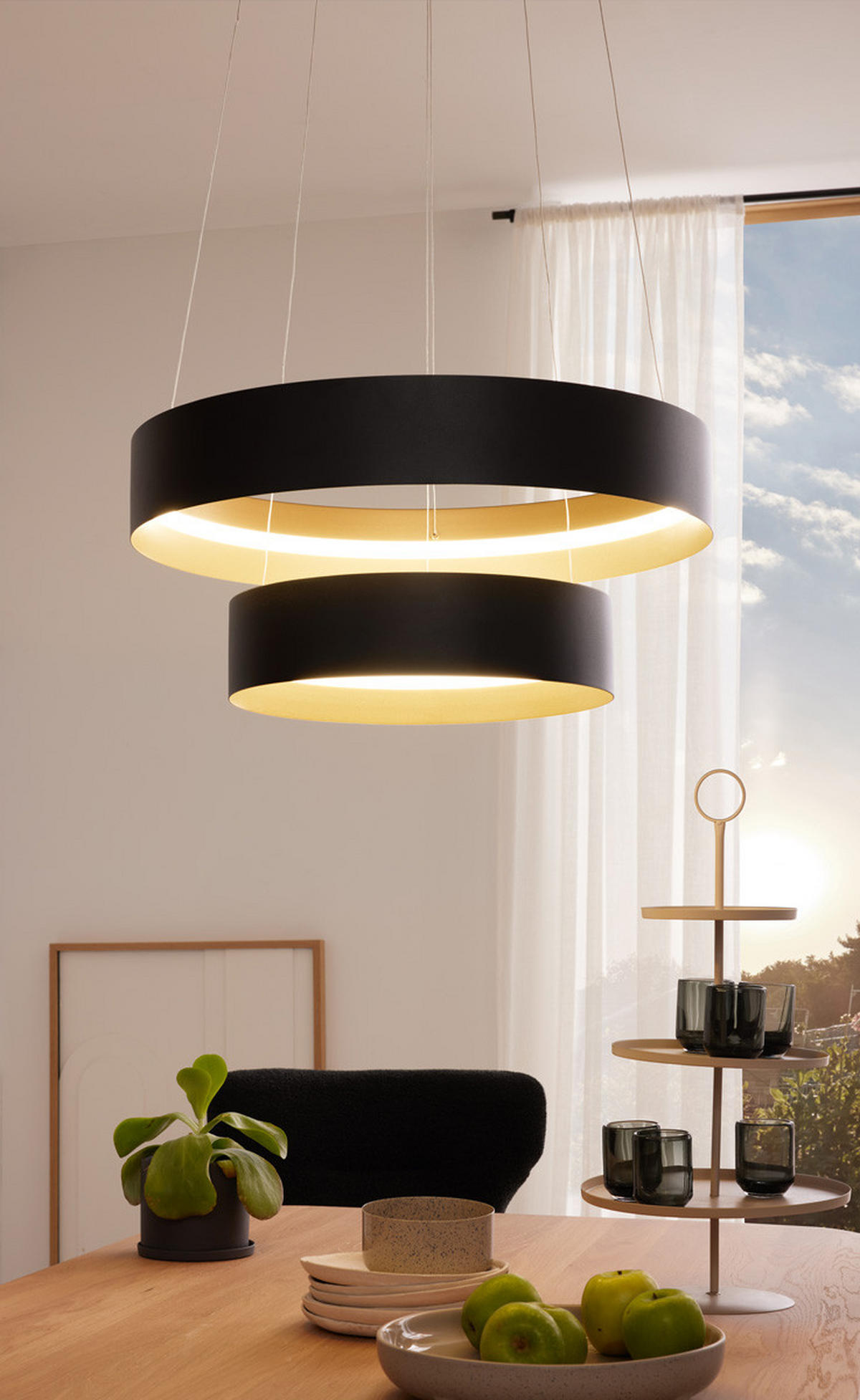 LED-HÄNGELEUCHTE 60/150 cm  - Goldfarben/Schwarz, Design, Metall (60/150cm) - Musterring