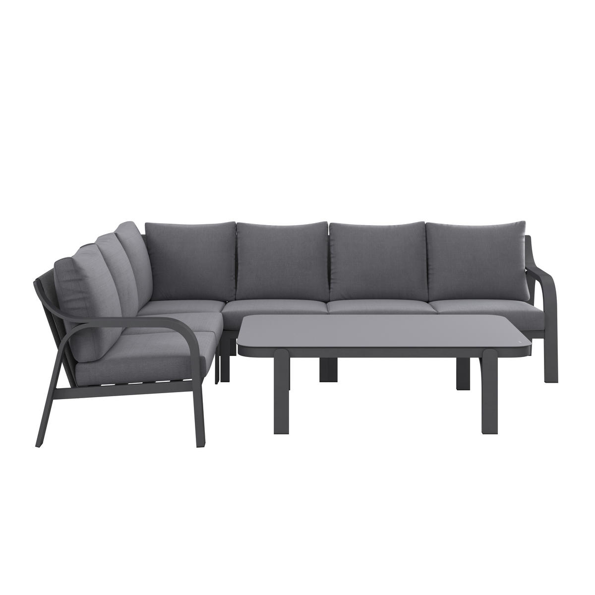 LOUNGE GARNITURA  siva, tamno siva   - siva/tamno siva, Design, staklo/metal (264/204cm) - Amatio