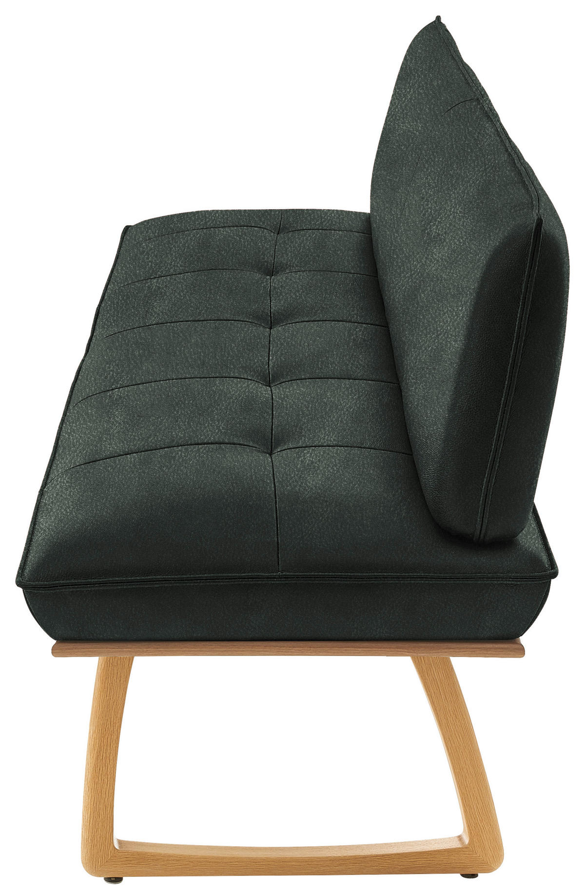 SITZBANK in Holz, Leder Dunkelgrün, Wildeiche  - Wildeiche/Dunkelgrün, Design, Leder/Holz (214/88/66cm) - Koinor