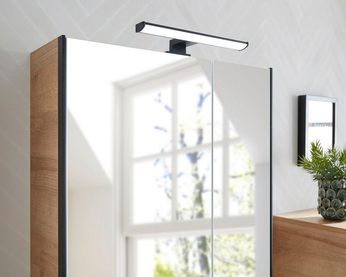 SPIEGELSCHRANK 60/70/20 cm  - Eichefarben/Schwarz, Natur, Glas/Holzwerkstoff (60/70/20cm) - Xora