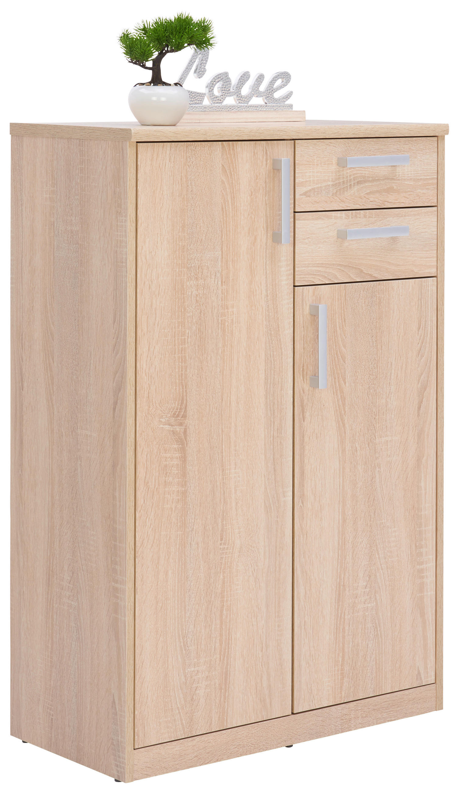 KOMÓD 72/110/36 cm - Sonoma tölgy/Fekete, Konventionell, Faalapú anyag/Fém (72/110/36cm) - Xora