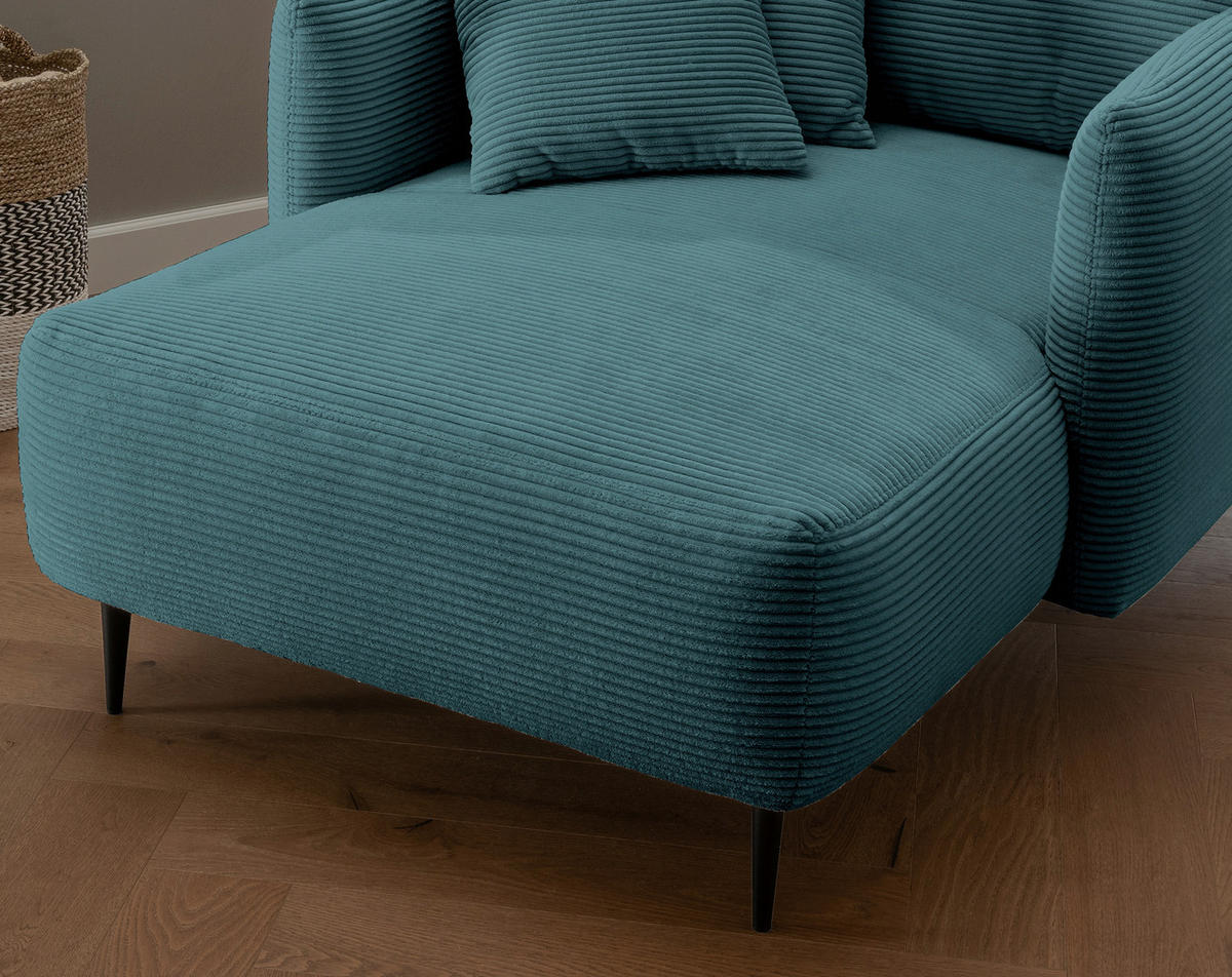 XXL-SESSEL in Cord Petrol  - Petrol/Schwarz, Design, Textil/Metall (112/95/158cm) - Livetastic