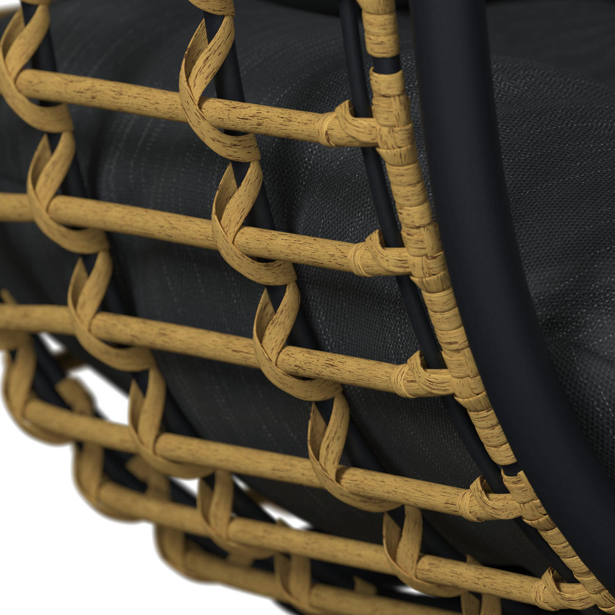 GARTENMUSCHEL 80,5/73/160 cm Stahl  - Schwarz/Naturfarben, Basics, Kunststoff/Textil (80,5/73/160cm) - Ambia Garden