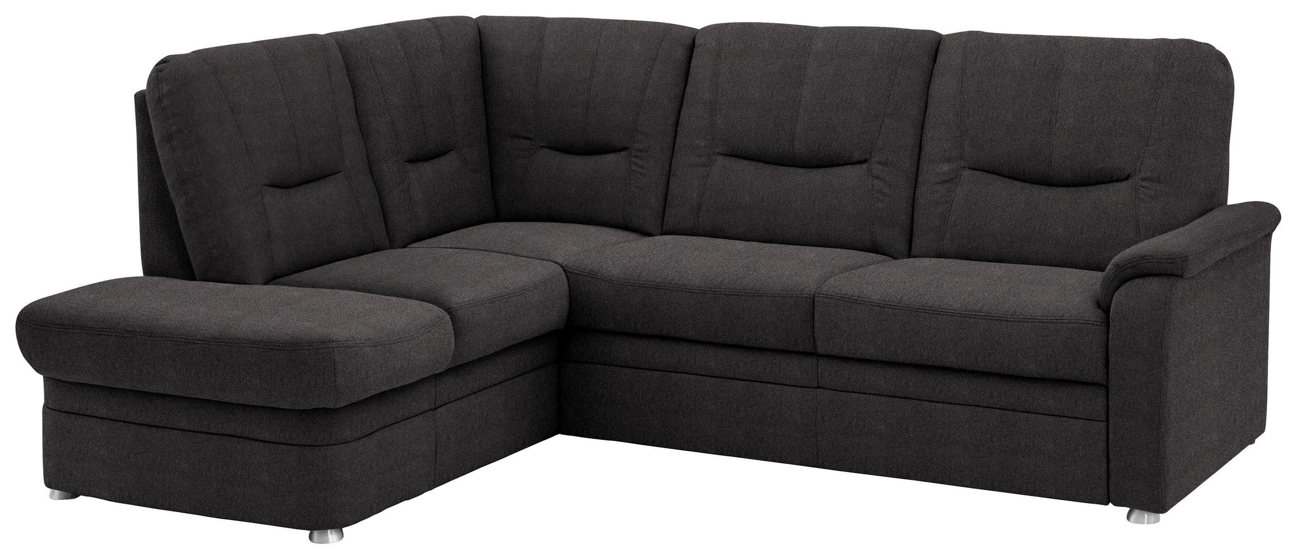 ECKSOFA Chenille Graubraun  - Graubraun/Schwarz, Konventionell, Kunststoff/Textil (185/235cm) - Beldomo Comfort