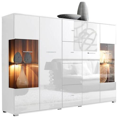 HIGHBOARD  in 188/133/37 cm  - Silberfarben/Weiß, Design, Glas/Holzwerkstoff (188/133/37cm) - Livetastic