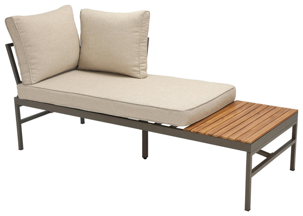 LOUNGEGARNITUR   57/35/57 cm Akazie vollmassiv Aluminium  - Beige/Beigebraun, MODERN, Holz/Textil (57/35/57cm) - Ambia Garden
