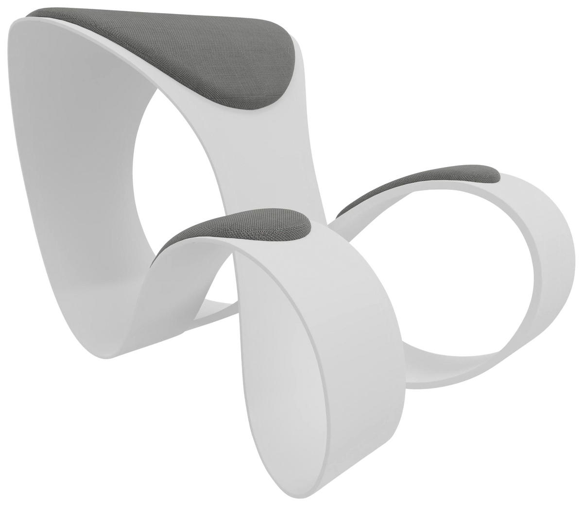 HOCKER Flachgewebe Grau, Weiß  - Weiß/Grau, MODERN, Kunststoff/Textil (56/52/83cm)