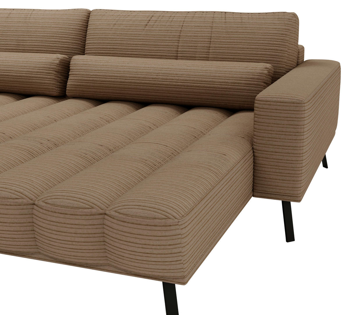 ECKSOFA in Cord Braun  291/204 cm  - Schwarz/Braun, Design, Textil/Metall (291/204cm) - Lomoco