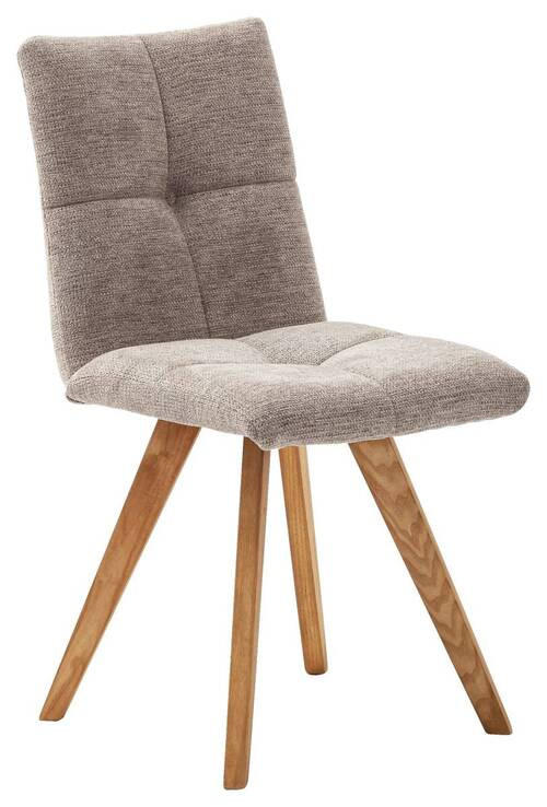 STUHL Bouclé Cappuccino Esche massiv  - Eichefarben/Cappuccino, Design, Holz/Textil (43/84/55cm) - Livetastic