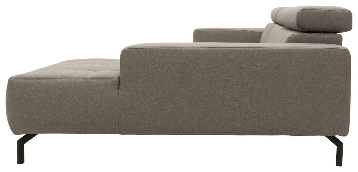 ECKSOFA in Webstoff Silberfarben  292/175 cm  - Silberfarben/Schwarz, Design, Textil/Metall (292/175cm) - MID.YOU