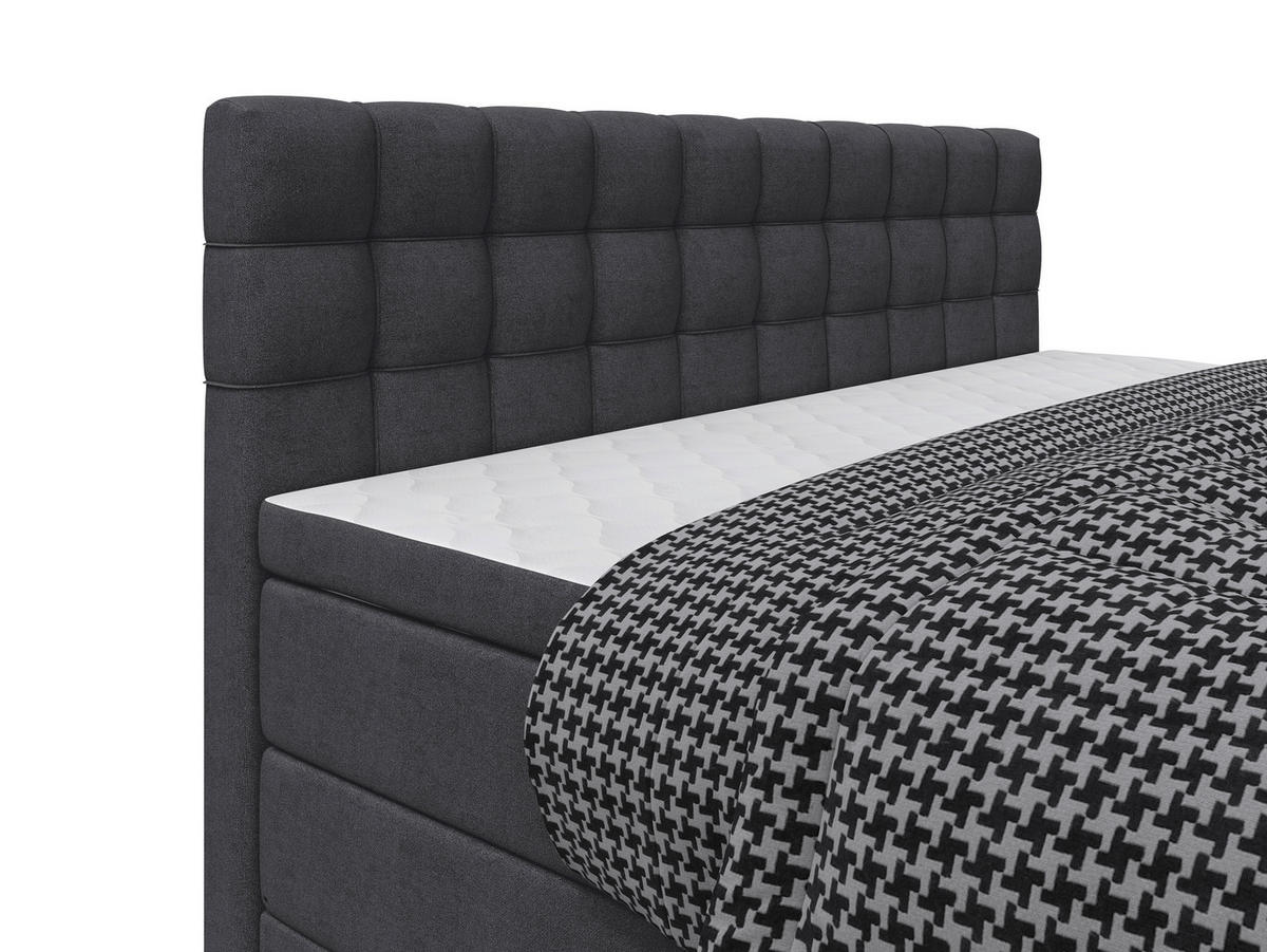 BOXSPRINGBETT 180/200 cm,  in Schwarz, Bettkasten, Topper, Matratzen, H3 = fest  - Schwarz, KONVENTIONELL, Kunststoff/Textil (180/200cm) - Boxxx