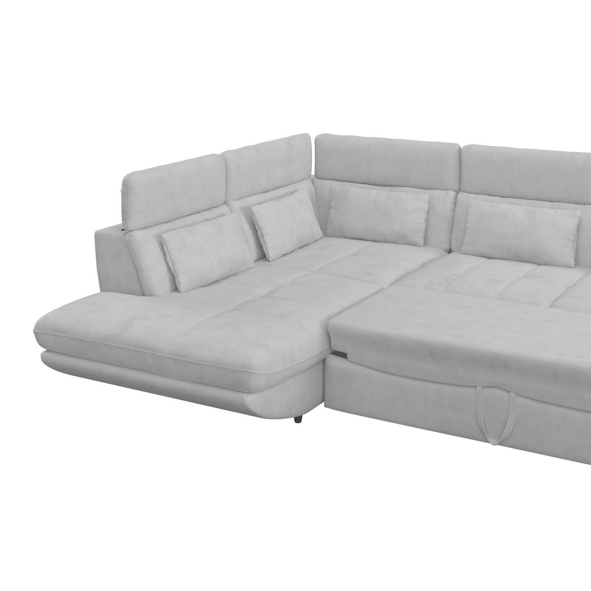 WOHNLANDSCHAFT Hellgrau Webstoff  - Hellgrau/Schwarz, MODERN, Kunststoff/Textil (233/311cm) - MID.YOU