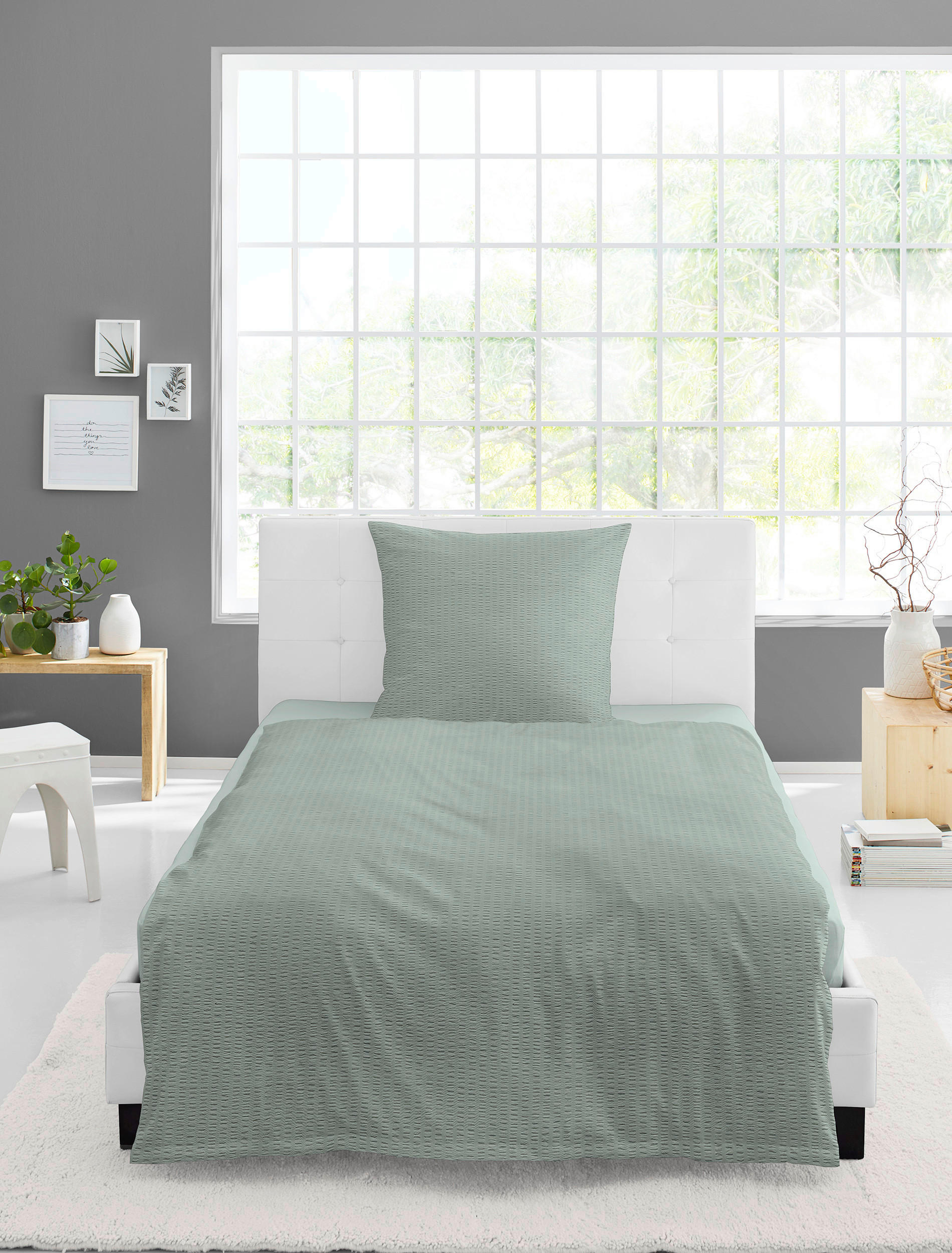 BETTWÄSCHE Seersucker 135/200 cm  - Grün, Basics, Textil (135/200cm) - Bierbaum