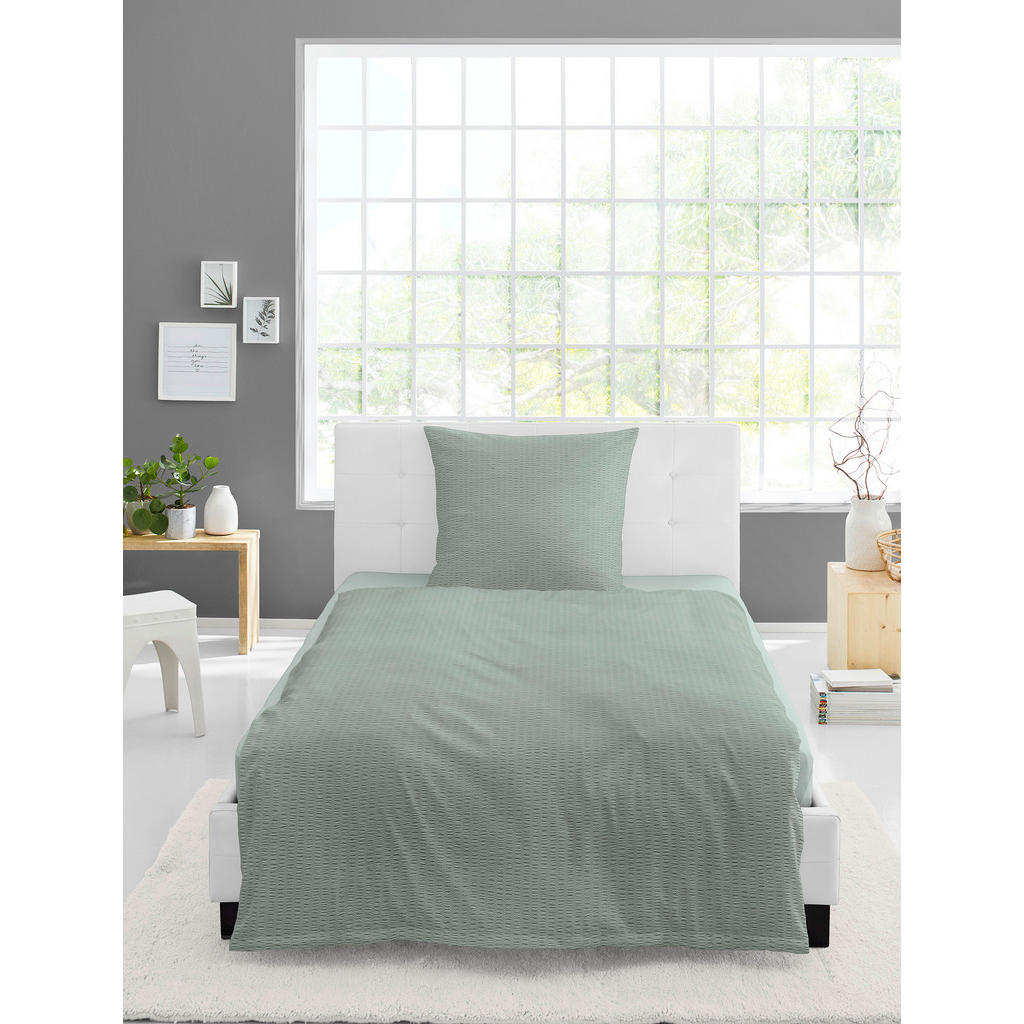 Thumbnail - Bierbaum Bettwäsche, Grün, Textil, Uni, 155x220 cm, pflegeleicht, hautfreundlich, bügelleicht, weiche und anschmiegsame ...