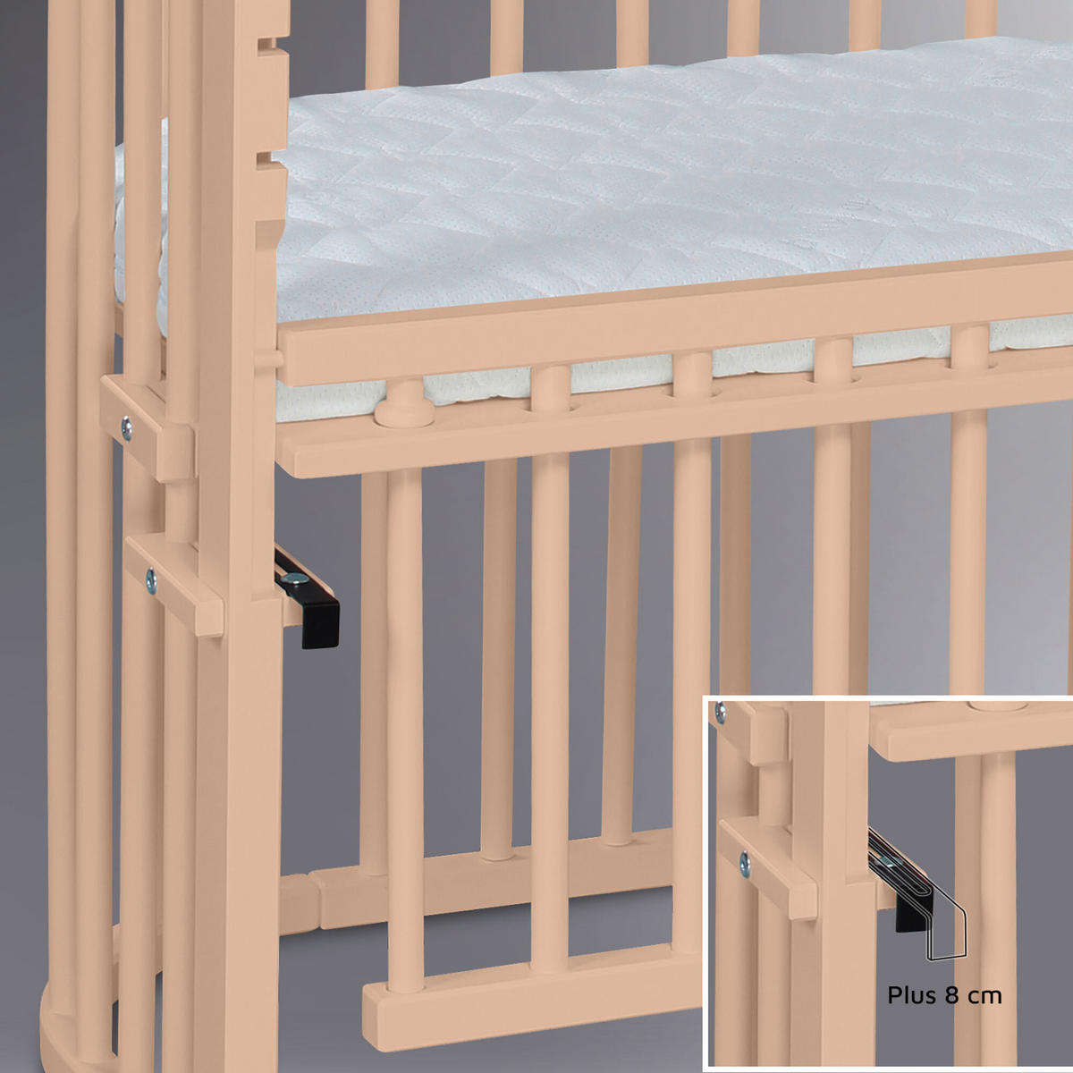 BEISTELLBETT 96/56,50/79 cm  - Beige, Basics, Holz (96/56,50/79cm) - Babybay