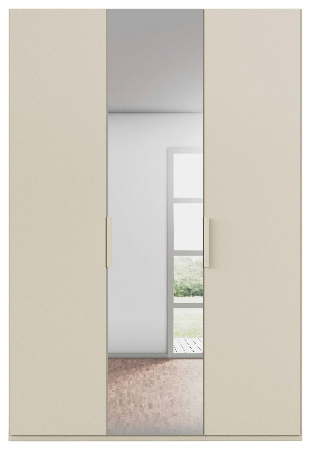 DREHTÜRENSCHRANK 151/235/61 cm,  in Champagner, 3-türig  - Champagner, Basics, Glas/Holzwerkstoff (151/235/61cm) - Novel