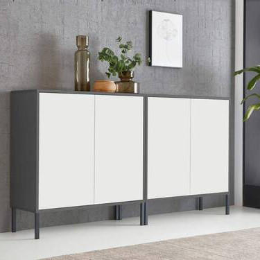 SIDEBOARD 158/86/33 cm  in Anthrazit, Weiß  - Anthrazit/Weiß, MODERN, Holzwerkstoff/Metall (158/86/33cm) - MID.YOU