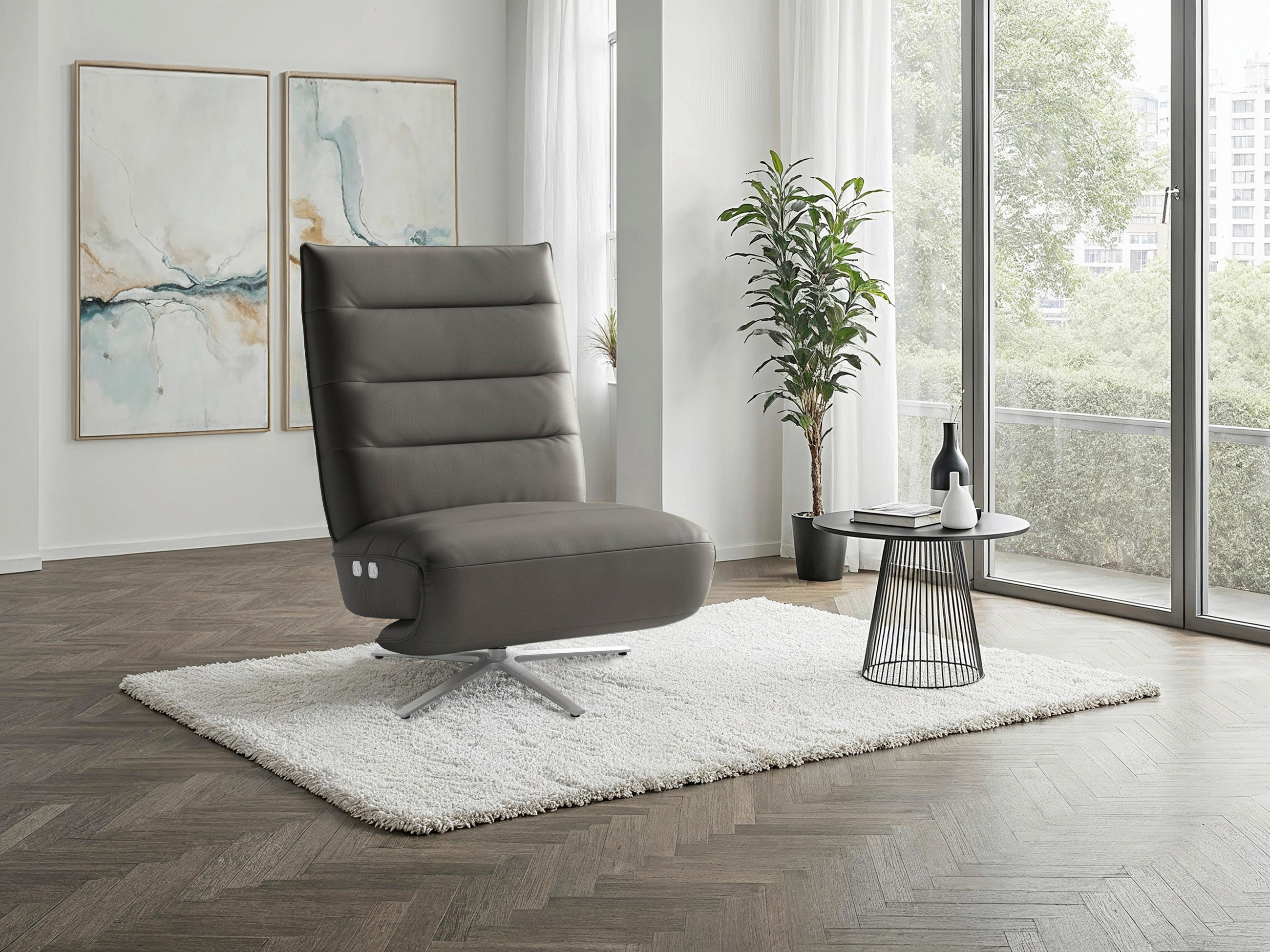 Sit & More RELAXAČNÍ KŘESLO, kůže, antracitová