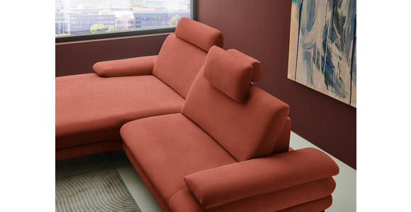 ECKSOFA  in Chenille, Flachgewebe Terracotta  180/284 cm  - Terracotta/Schwarz, Design, Textil/Metall (180/284cm) - Dieter Knoll