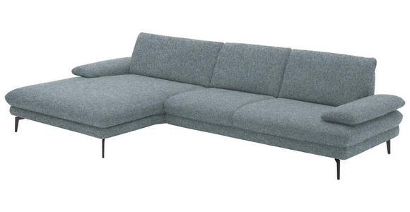 ECKSOFA in Chenille Blaugrau 180/310 cm - Blaugrau/Schwarz, Design, Textil/Metall (180/310cm) - Dieter Knoll
