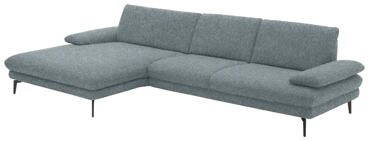 ECKSOFA in Chenille Blaugrau  - Blaugrau/Schwarz, Design, Textil/Metall (180/310cm) - Dieter Knoll